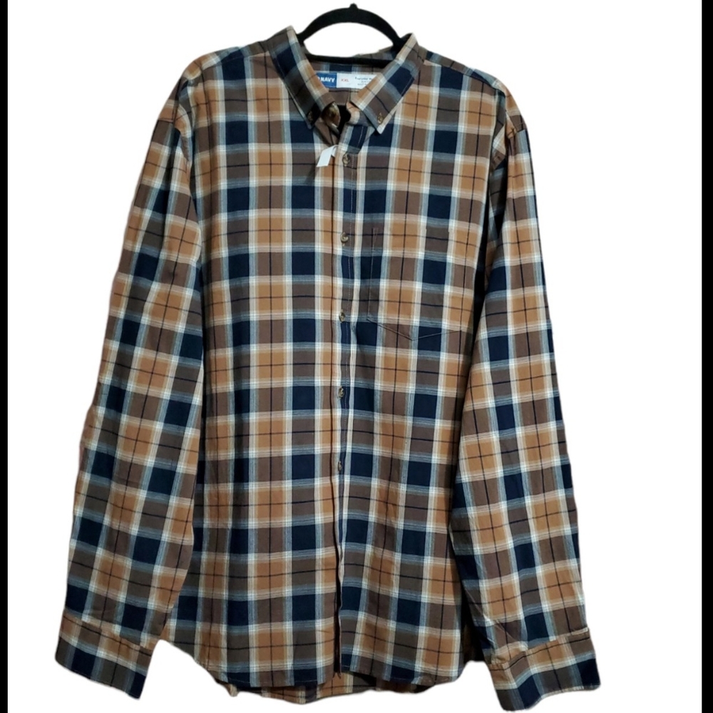 Old Navy Everyday Shirt plaid button down slim fit shirt XXL